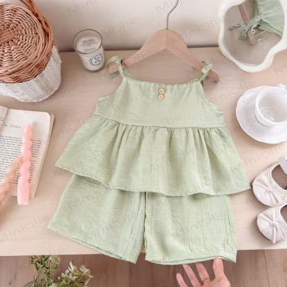 Toddler Baby Girls Solid Color Cami Top and Pants 2-piece Set - Green - 5-6T - image 6