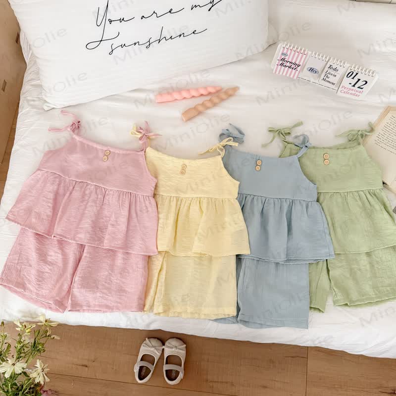 Toddler Baby Girls Solid Color Cami Top and Pants 2-piece Set - image 7