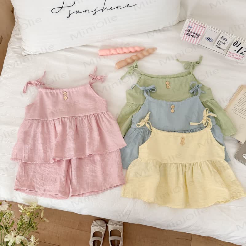 Toddler Baby Girls Solid Color Cami Top and Pants 2-piece Set - image 8