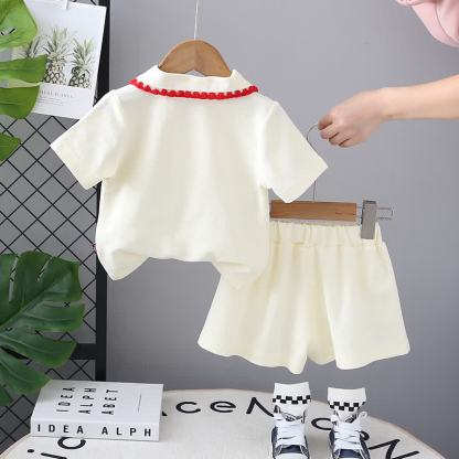 Toddler Baby Girl Strawberry Peter Pan Collar Top and Shorts 2-piece Set - image 4