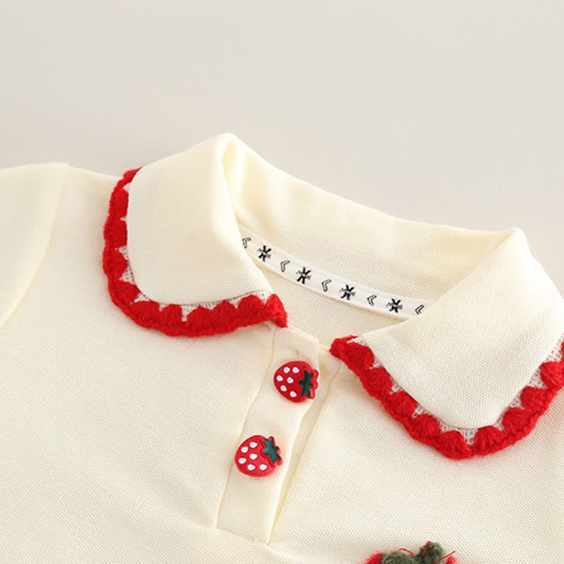 Toddler Baby Girl Strawberry Peter Pan Collar Top and Shorts 2-piece Set - image 5