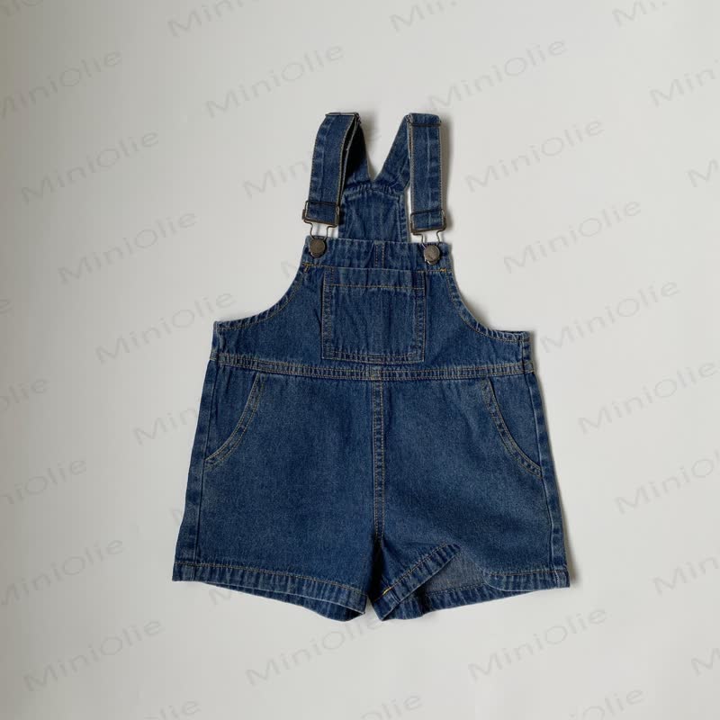 Toddler Baby Denim Solid Color Pocket Overalls - Navy - 6-7T - image 2