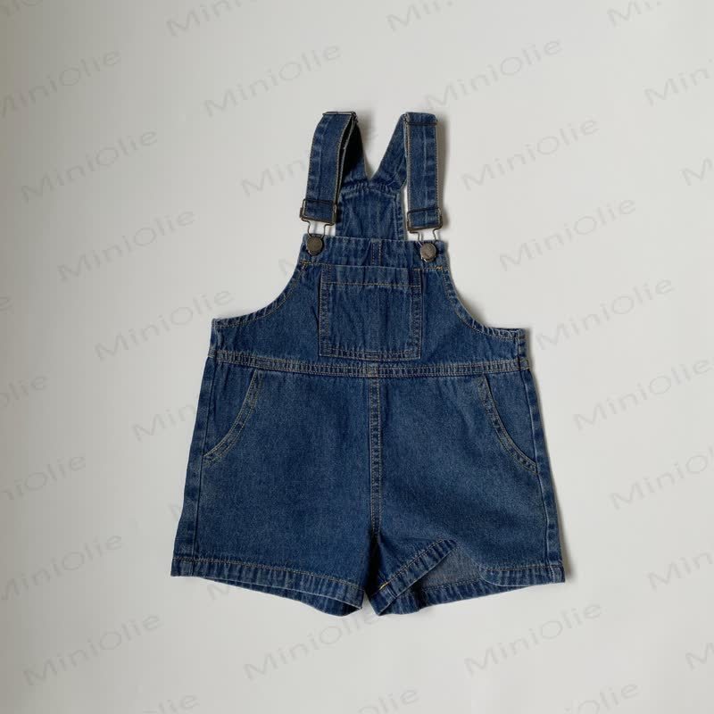 Toddler Baby Denim Solid Color Pocket Overalls - Navy - 6-7T - image 2
