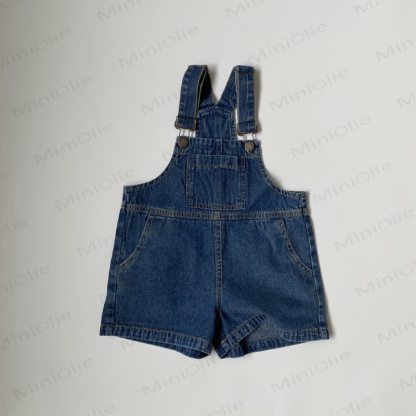 Toddler Baby Denim Solid Color Pocket Overalls - Navy - 6-7T - image 2