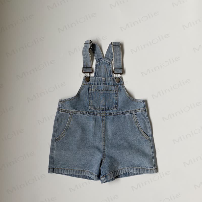 Toddler Baby Denim Solid Color Pocket Overalls - Blue - 6-7T - image 3