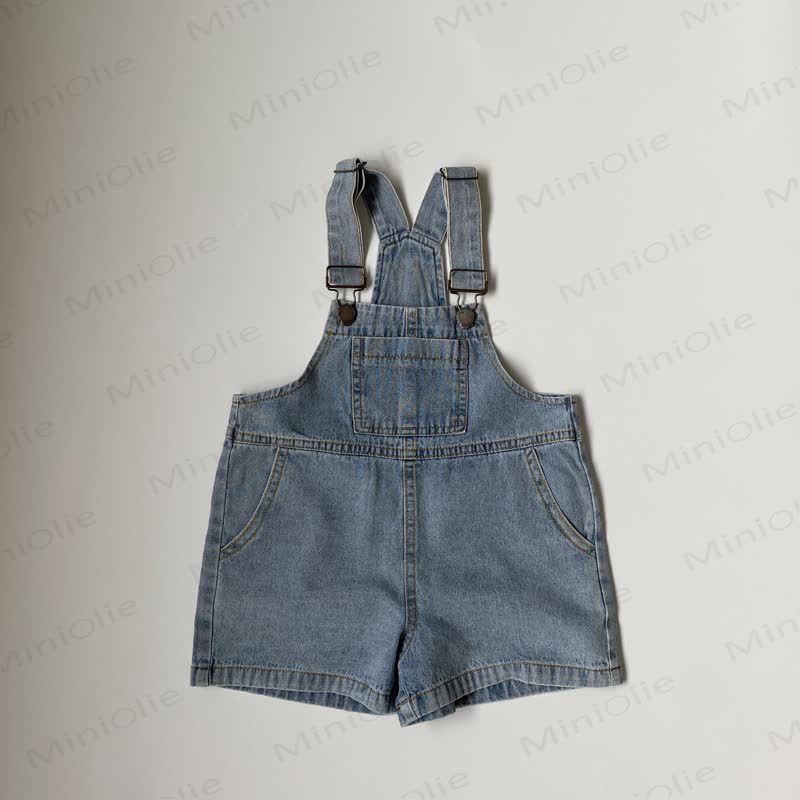 Toddler Baby Denim Solid Color Pocket Overalls - Blue - 6-7T - image 3