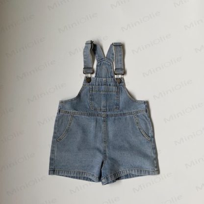 Toddler Baby Denim Solid Color Pocket Overalls - Blue - 6-7T - image 3