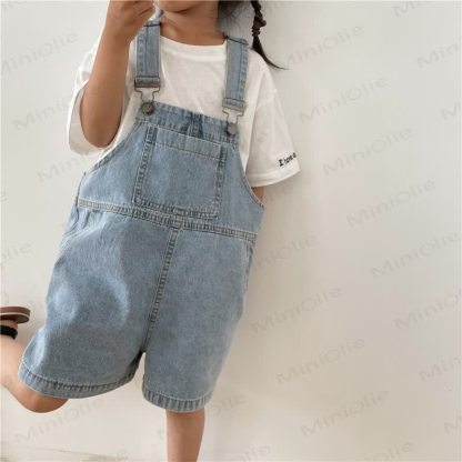 Toddler Baby Denim Solid Color Pocket Overalls - image 8