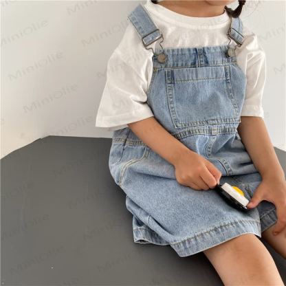 Toddler Baby Denim Solid Color Pocket Overalls - image 10