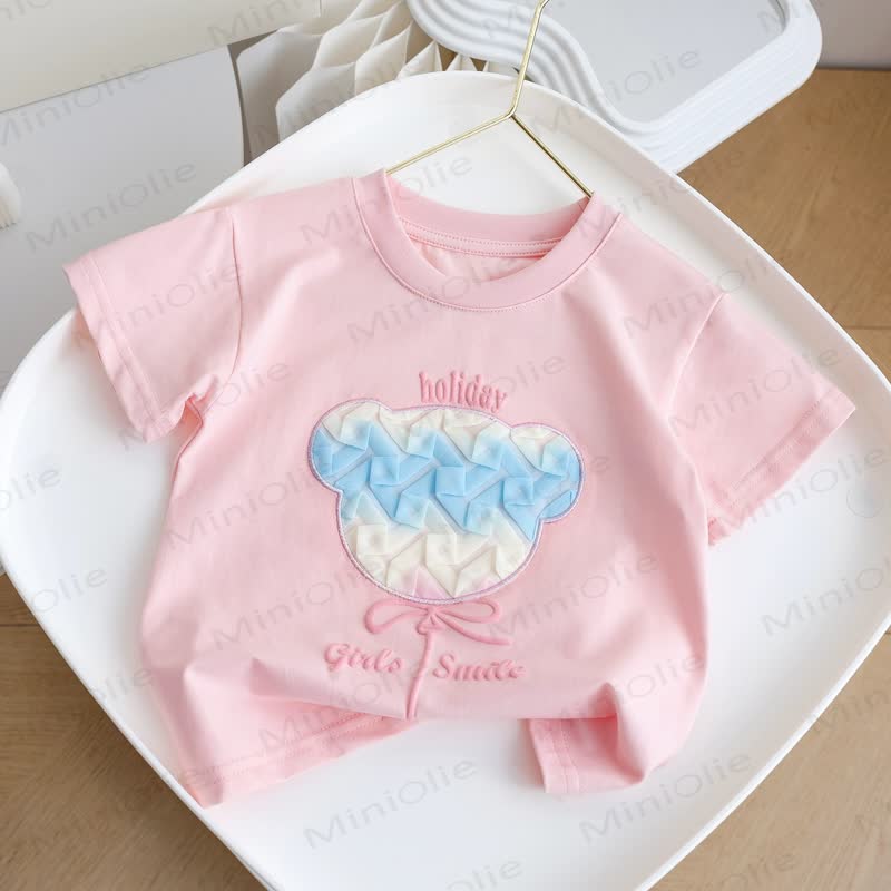 Baby Girls Soft Knit Bunny Print T-Shirt - Pink Bear - 6-7T - image 4