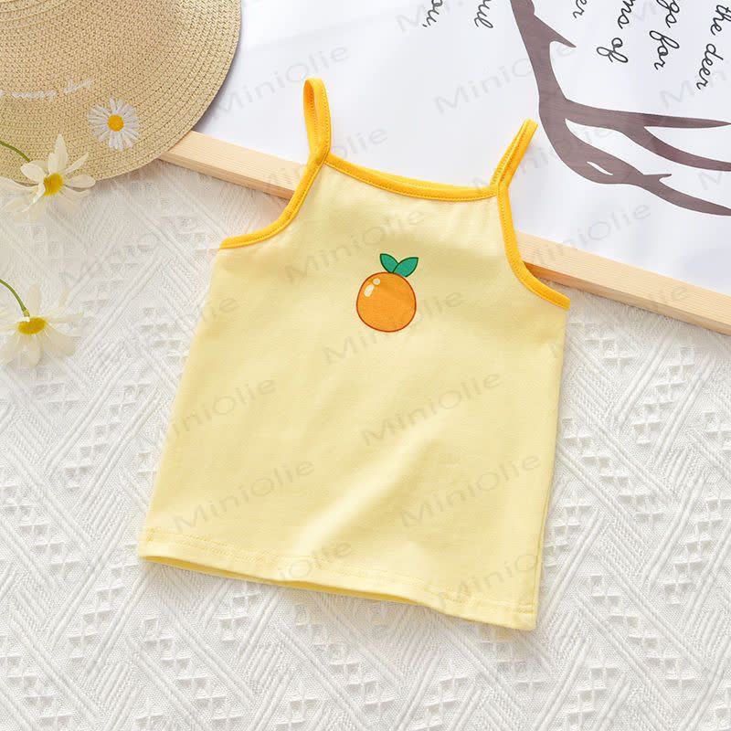 Toddler Girls Cotton Fruit Contrast Trim Cami Top - Yellow - 6-7T - image 4