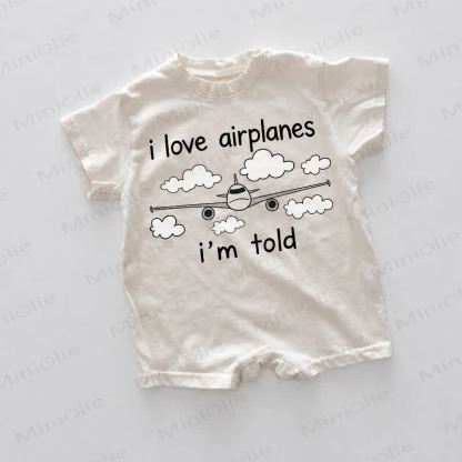 I LOVE AIRPLANES I'M TOLD Baby White Romper - White - 18-24M - image 1