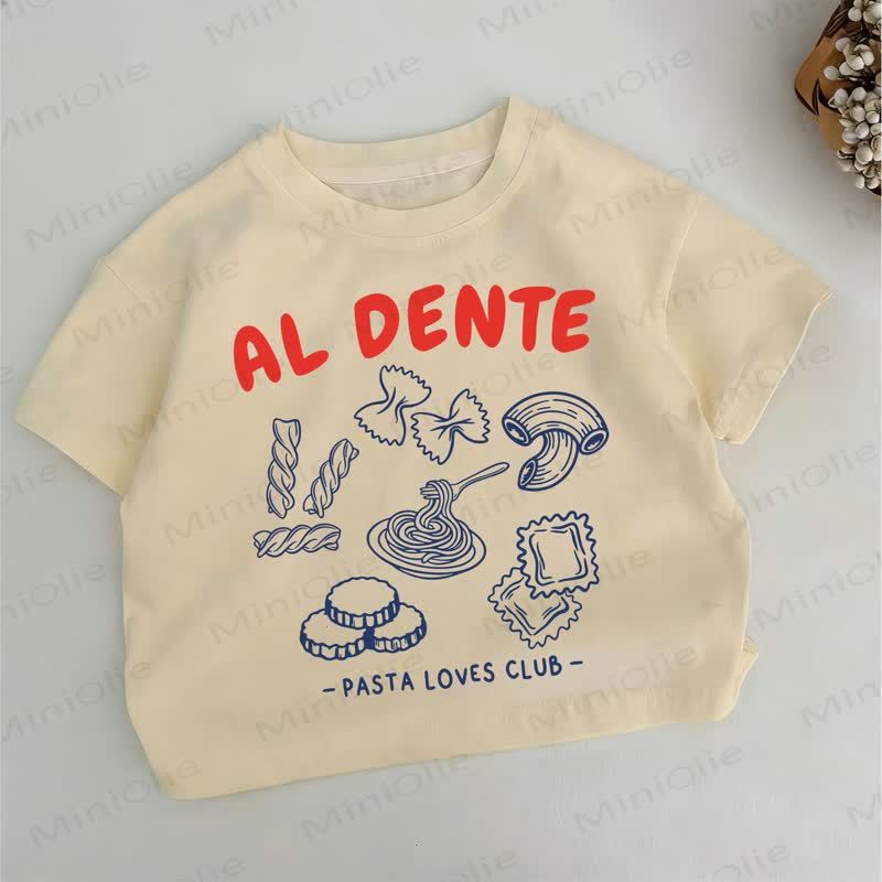AL DENTE PASTA LOVES CLUB Toddler Pasta Print Khaki T-shirt - Khaki - 6-7T - image 1