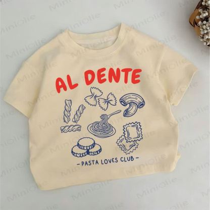 AL DENTE PASTA LOVES CLUB Toddler Pasta Print Khaki T-shirt - Khaki - 6-7T - image 1