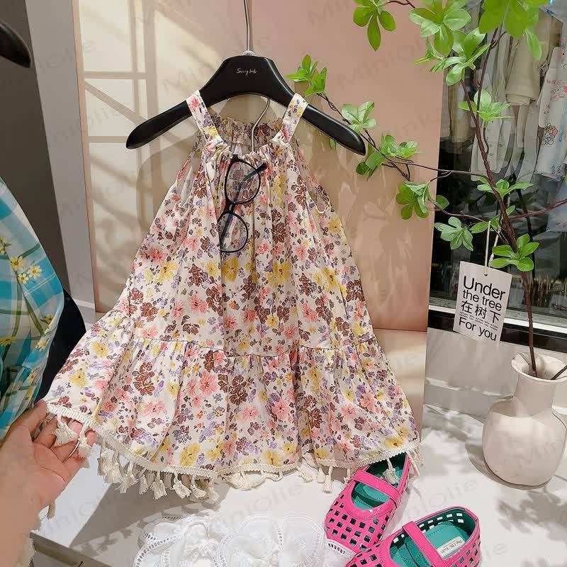Toddler Kid Girls Patchwork Tassel Sleeveless Dress - Brown - 12-13T - image 4