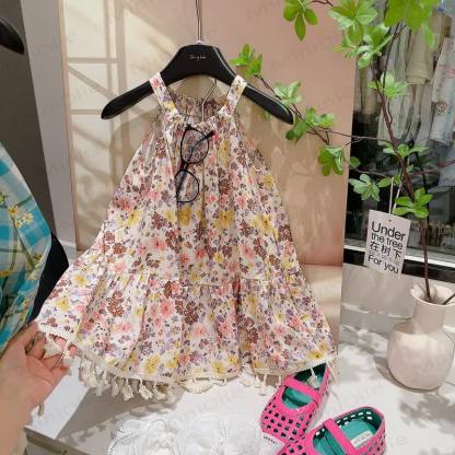 Toddler Kid Girls Patchwork Tassel Sleeveless Dress - Brown - 12-13T - image 4