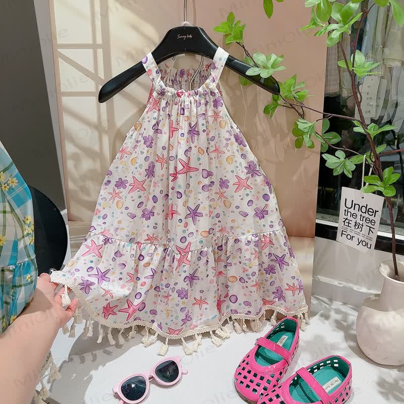 Toddler Kid Girls Patchwork Tassel Sleeveless Dress - Purple - 12-13T - image 5
