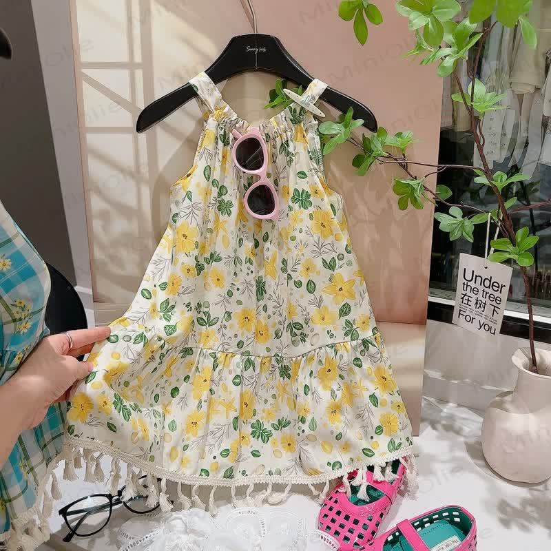 Toddler Kid Girls Patchwork Tassel Sleeveless Dress - Green - 12-13T - image 8