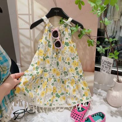 Toddler Kid Girls Patchwork Tassel Sleeveless Dress - Green - 12-13T - image 8