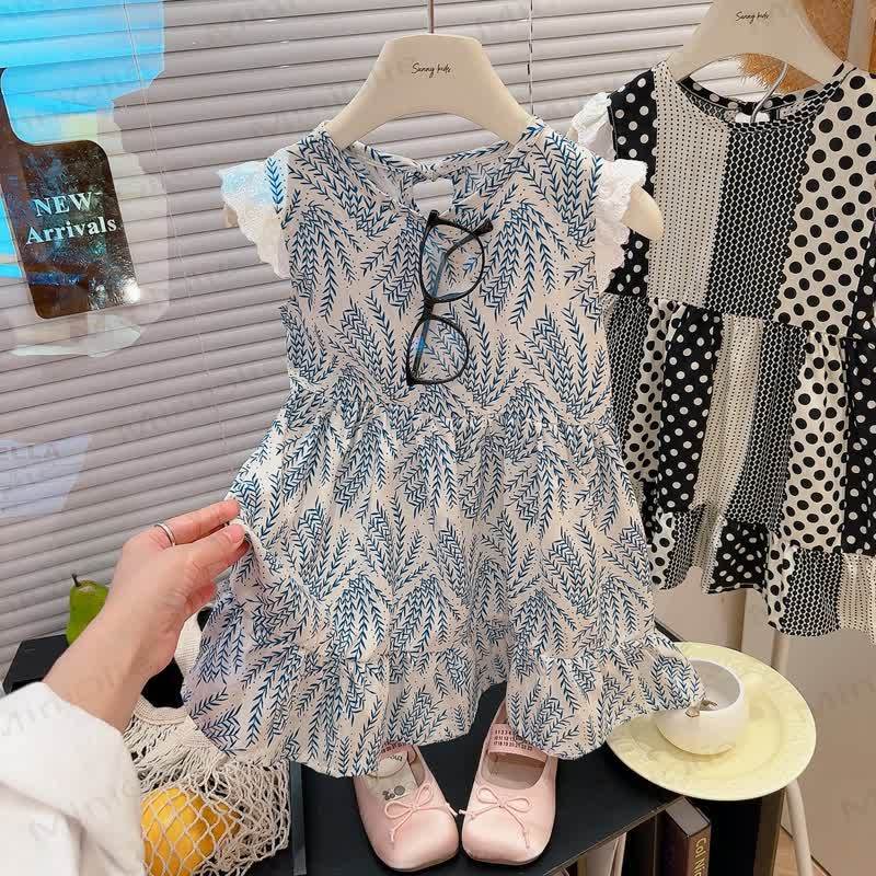 Toddler Kid Girl Ruffle Sleeves Dress - Blue - 12-13T - image 4