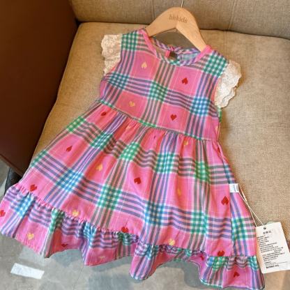 Toddler Kid Girl Ruffle Sleeves Dress - Pink Plaid - 12-13T - image 6