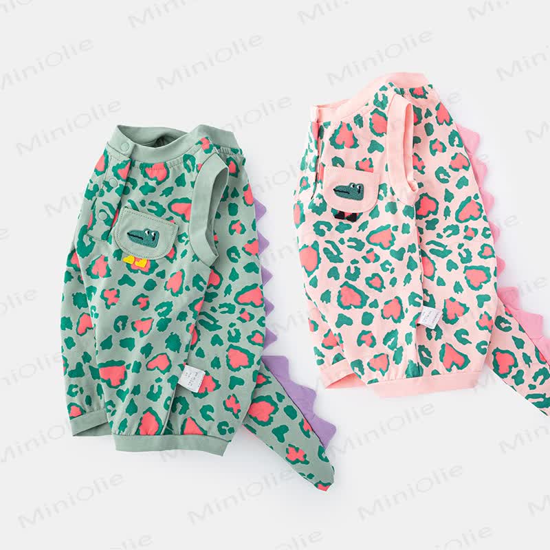 Baby Leopard Dinosaur Print Sleeveless Romper - image 1