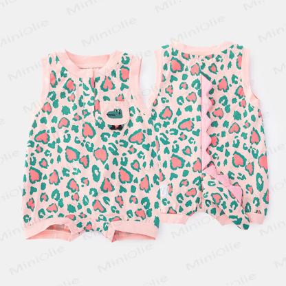 Baby Leopard Dinosaur Print Sleeveless Romper - Pink - 18-24M - image 2