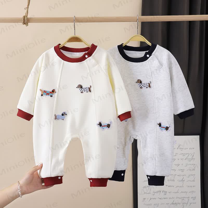 Baby Dachshund Embroidered Long Sleeves Romper - image 1