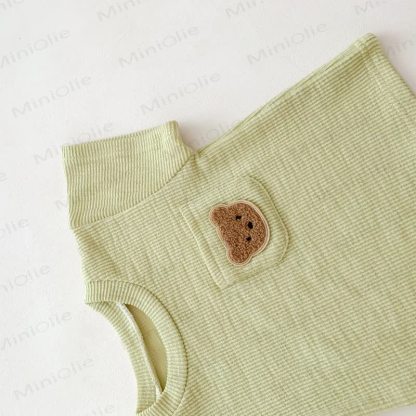 Toddler Bear Pocket Waffle Knit T-Shirt and Shorts 2-piece Set - image 6