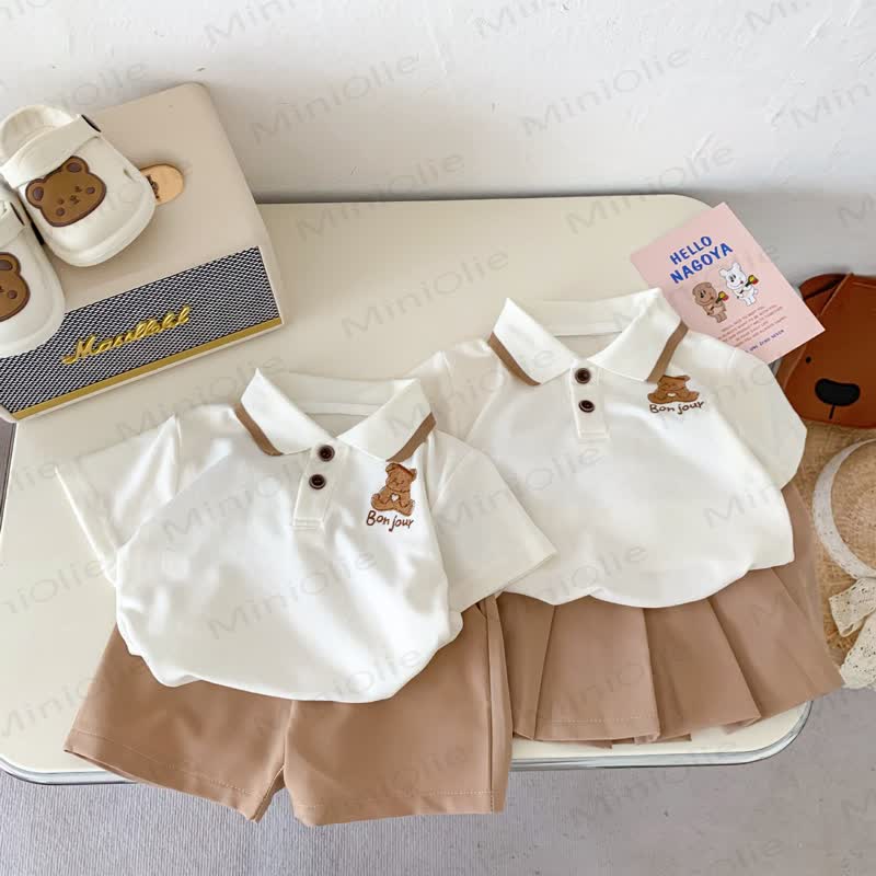 Baby Bear Embroidered Polo Shirt Shorts or Skirt 2-piece Set - image 1