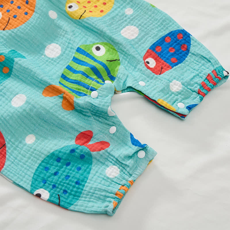 Baby Fish Print Green Jumpsuit with Hat - image 4
