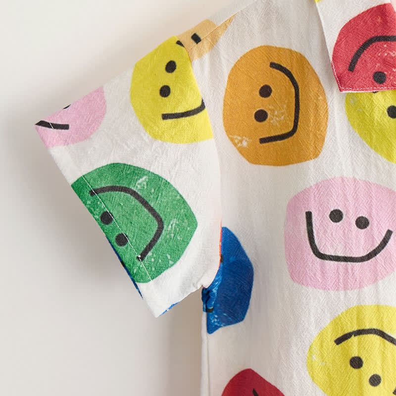 Toddler Boys Smile Face Print Shirt and Shorts 2-piece Set - image 3