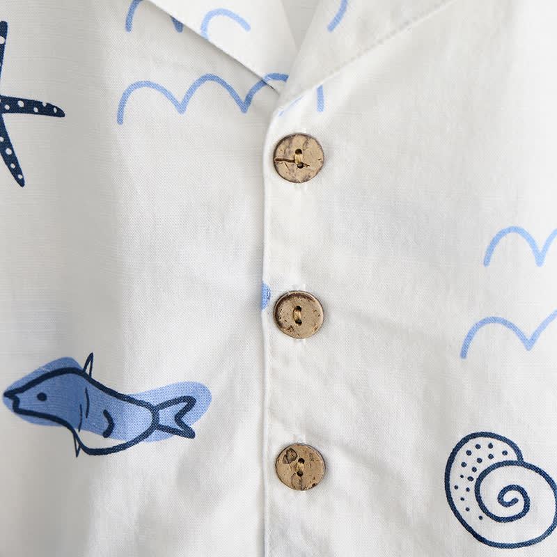 Toddler Boys White Fish Print Shirt and Shorts 2-piece Set - image 5