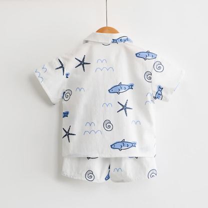 Toddler Boys White Fish Print Shirt and Shorts 2-piece Set - image 3