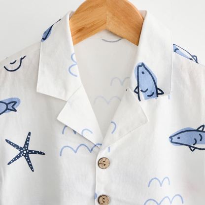 Toddler Boys White Fish Print Shirt and Shorts 2-piece Set - image 4