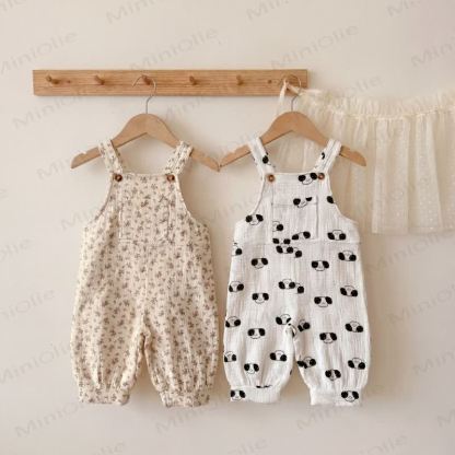 Baby Toddler Floral/Puppy Print Pocket Overalls - image 1