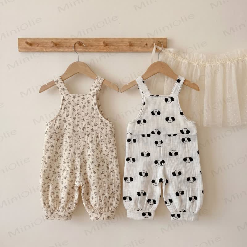 Baby Toddler Floral/Puppy Print Pocket Overalls - image 2