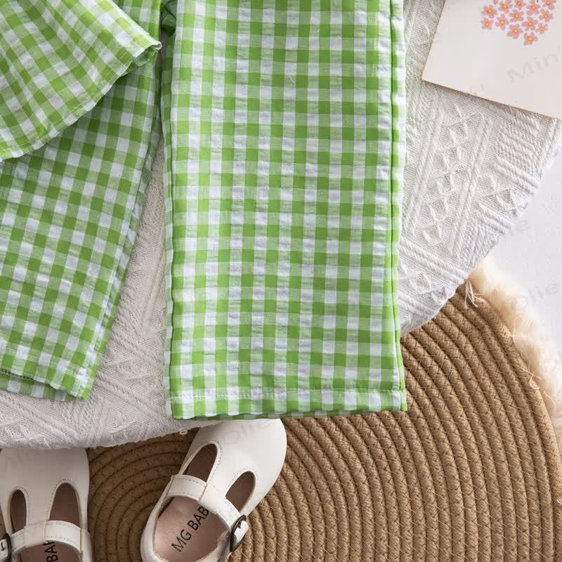 Toddler Baby Girl Gingham Flutter Sleeve Top and Pants 2-piece Set - image 11