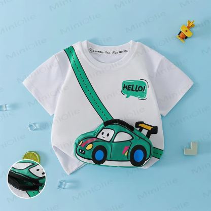 Toddler Cotton Vehicle Zip Pocket T-Shirt - White - 10-11T - image 2