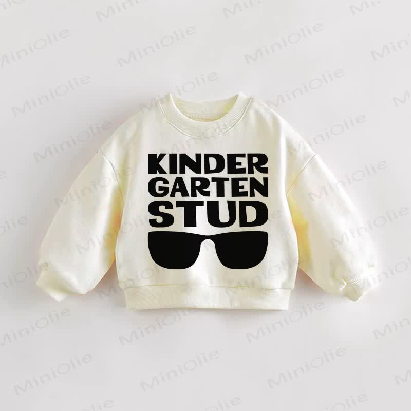 KINDER GARTEN STUD Baby Toddler Slogan Cream Sweatshirt - Cream - 3-5T - image 1