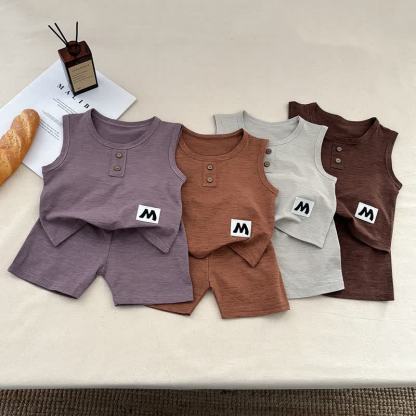 M Baby Toddler Solid Color Tank and Shorts 2-piece Pyjama Set - image 1