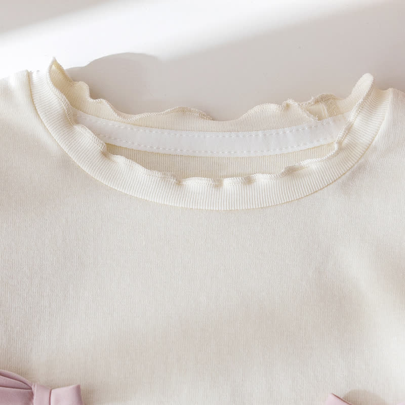 Toddler Girl White&Pink Bow Tee and Gingham Pants 2-piece Set - image 5