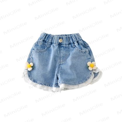 Toddler Girl Lace Flower Denim Shorts - image 5