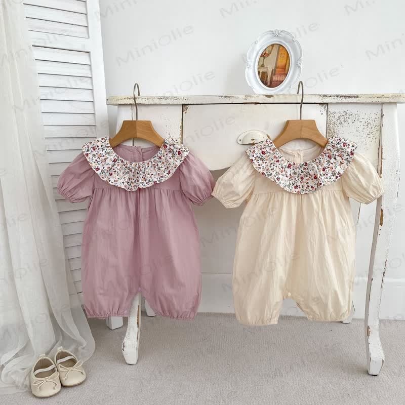 Baby Vintage Floral Peter Pan Collar Romper - image 2