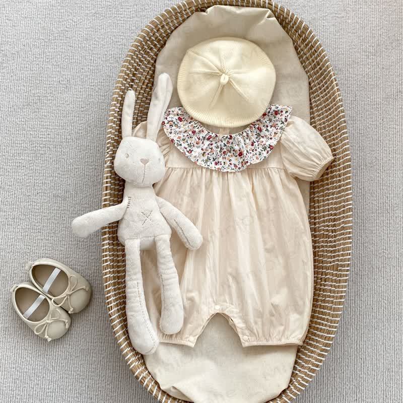 Baby Vintage Floral Peter Pan Collar Romper - Beige - 18-24M - image 7