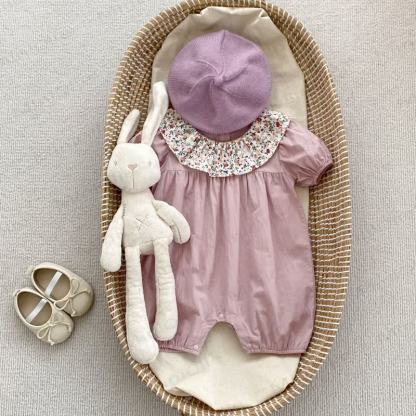 Baby Vintage Floral Peter Pan Collar Romper - image 3