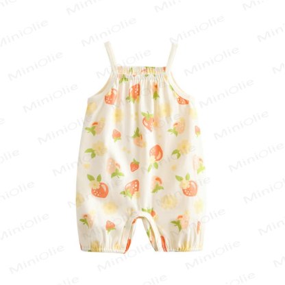 Baby Strawberry Flower Check Romper - image 2