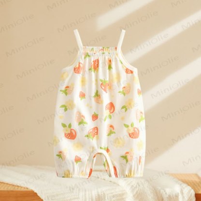 Baby Strawberry Flower Check Romper - Strawberry - 2-3T - image 3
