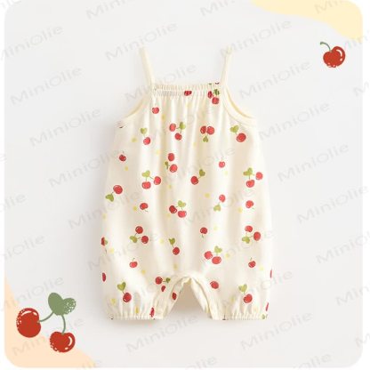 Baby Strawberry Flower Check Romper - image 12