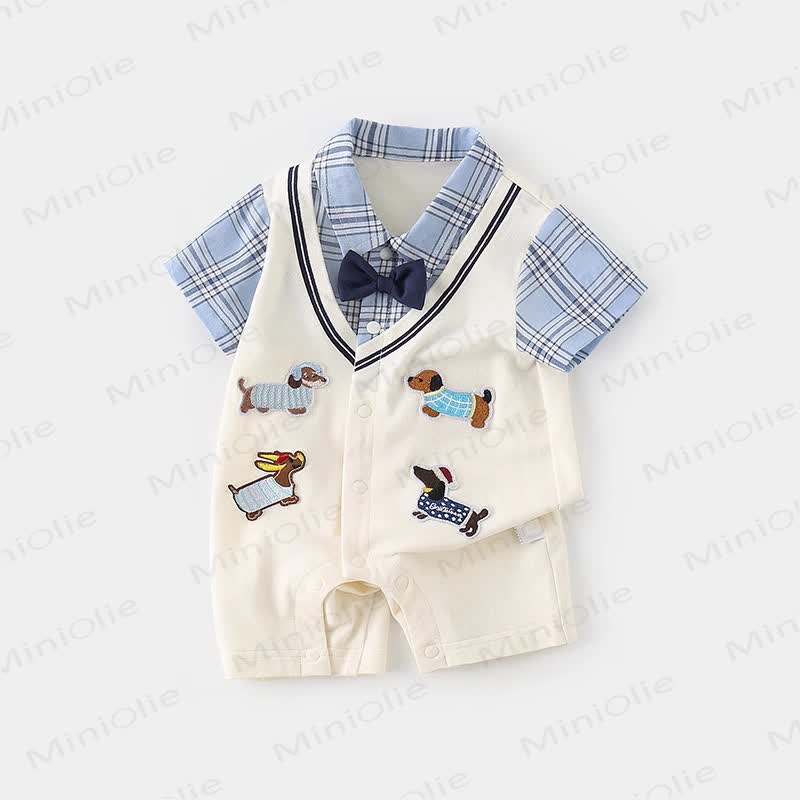 Baby Puppy Plaid Fake 2pcs Romper - image 2